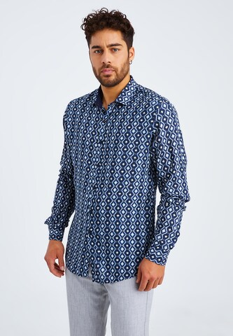 Leif Nelson Regular fit Overhemd in Blauw: voorkant