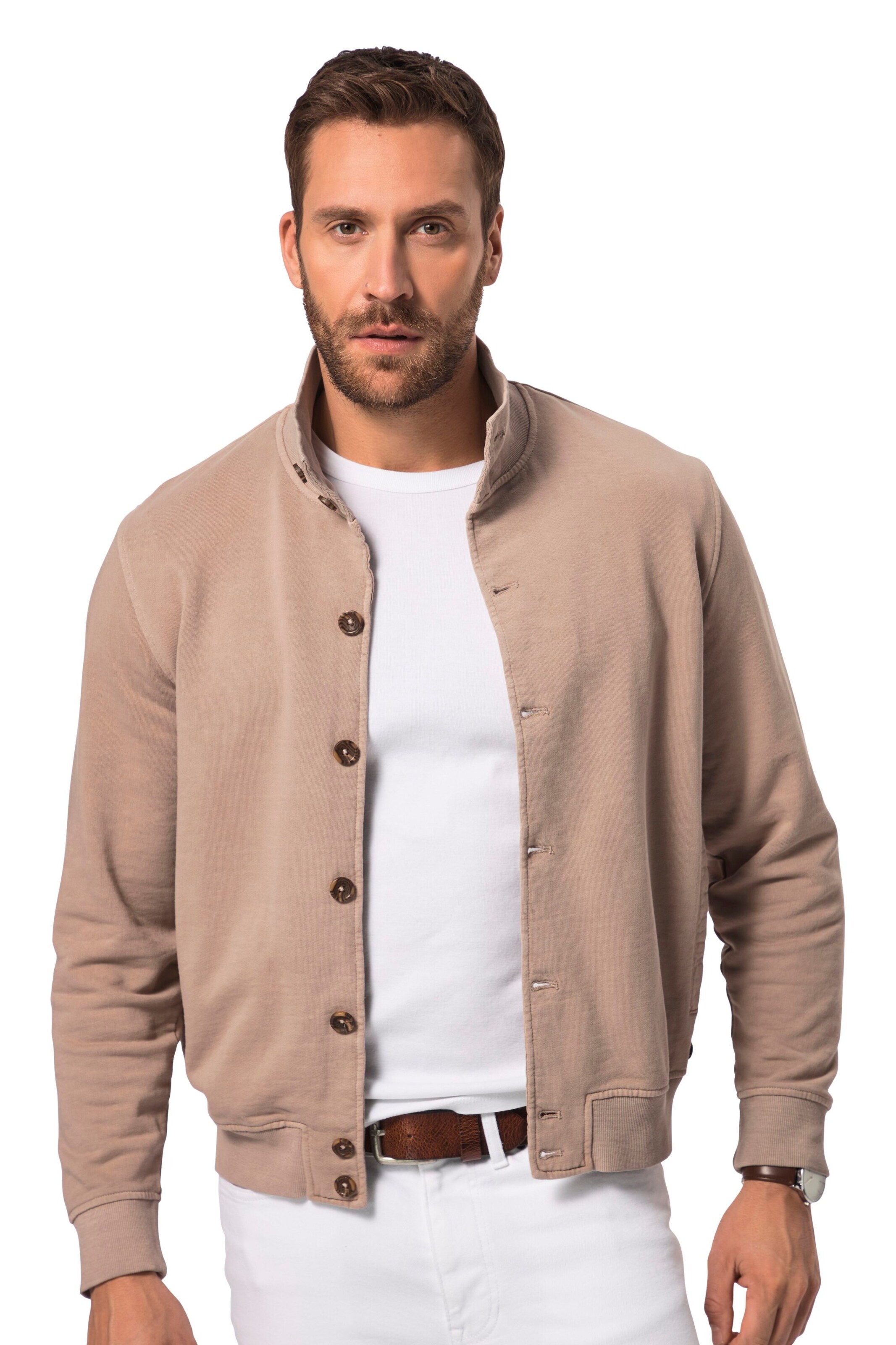 JP1880 Sweatjacke in Braun: Vorderseite