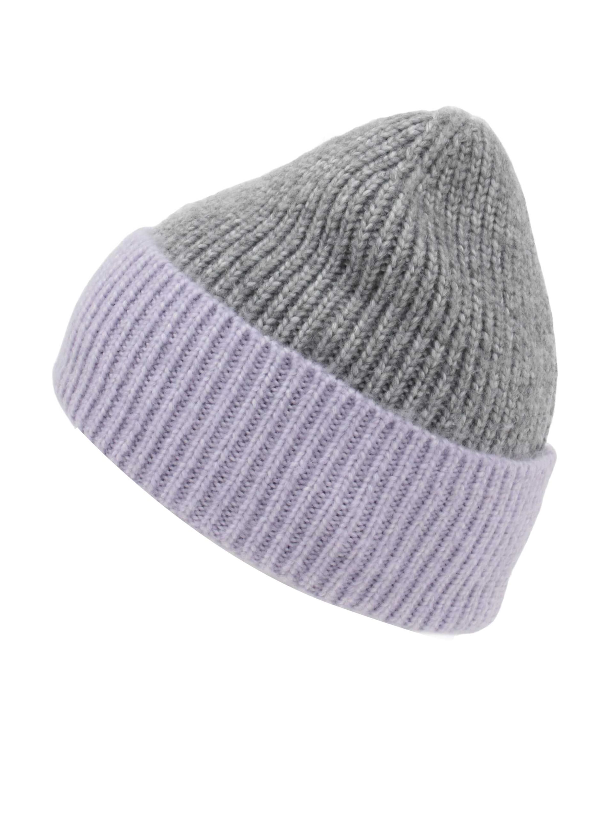 SAMAYA Kuschelig weiche, warme Strickmütze 'Odon', passend zu Strickschal Odon, Größe 57 in Grau: Vorderseite