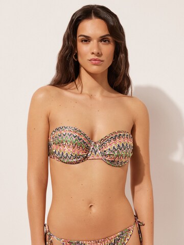 CALZEDONIA T-shirt Bikini Top 'BRIGHT OPTICAL' in Mixed colors: front