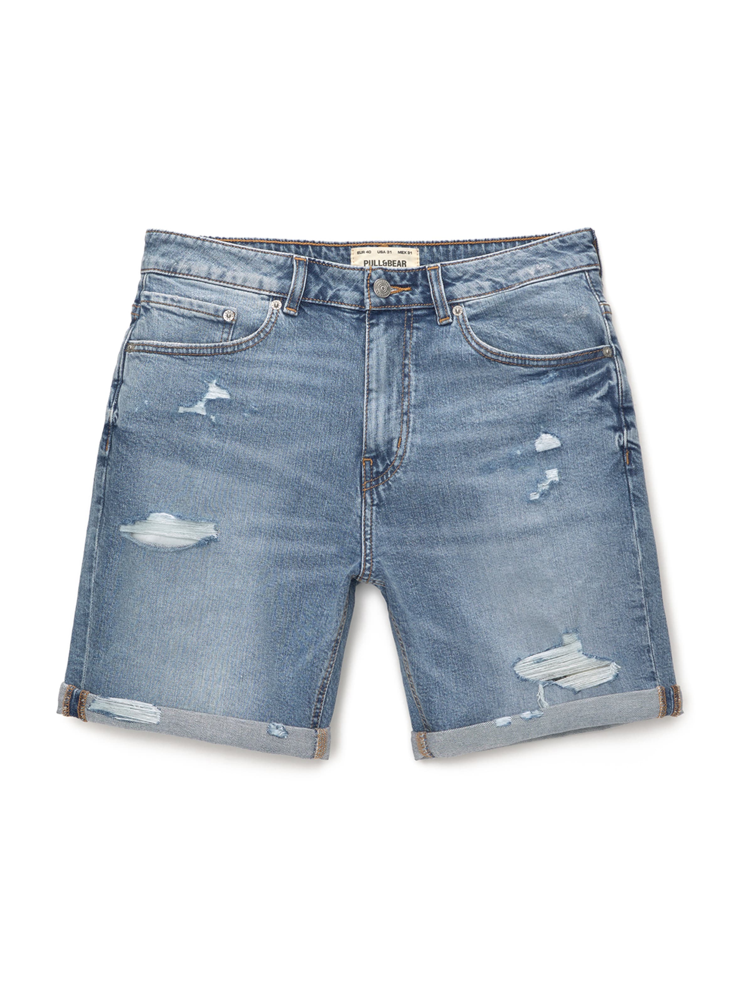 Jeans de la Pull&Bear pe albastru: față