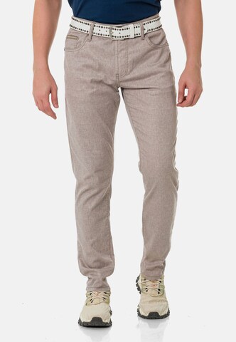 CIPO & BAXX Slim fit Pants in Beige: front