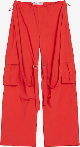 Bershka Широка кройка Карго панталон в червено: отпред