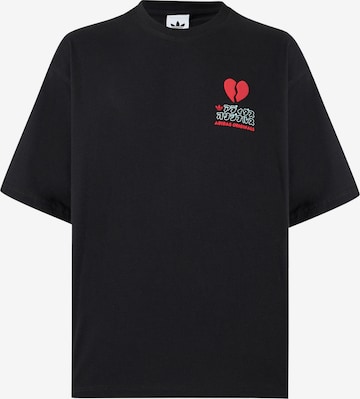 Tricou 'V-Day Heart Broken Cat' de la ADIDAS ORIGINALS pe negru: față