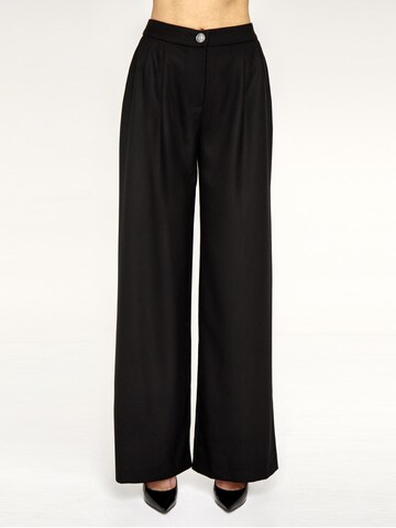 Anushka Wide leg Broek in Zwart: voorkant