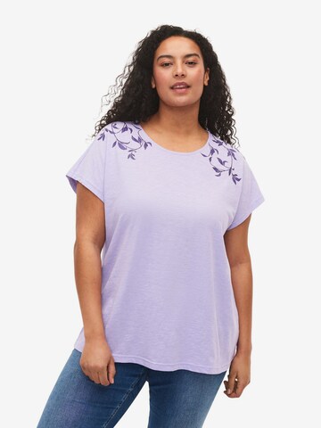 Zizzi Shirt 'Dan' in Purple: front