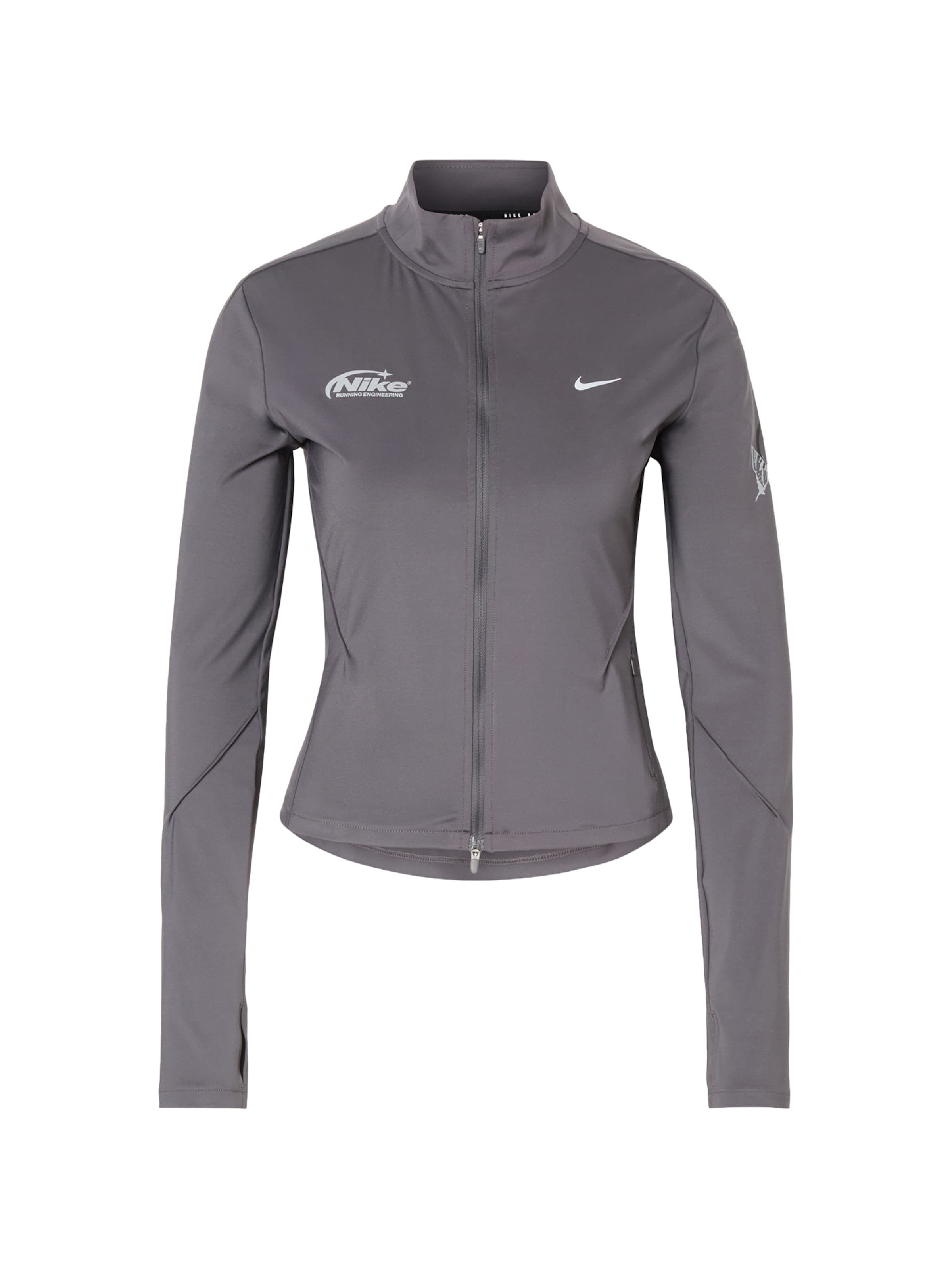 NIKE Jakna za trening 'SWIFT' v velikosti XS  | siva / svetlo siva / črna barva, Prikaz izdelka