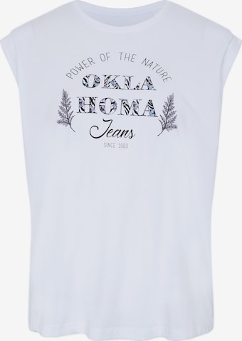 Oklahoma Jeans T-Shirt ' mit Statement-Print aus Jersey ' in Weiß: predná strana