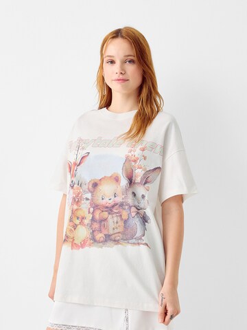 Bershka Koszulka oversize w kolorze beżowy: przód