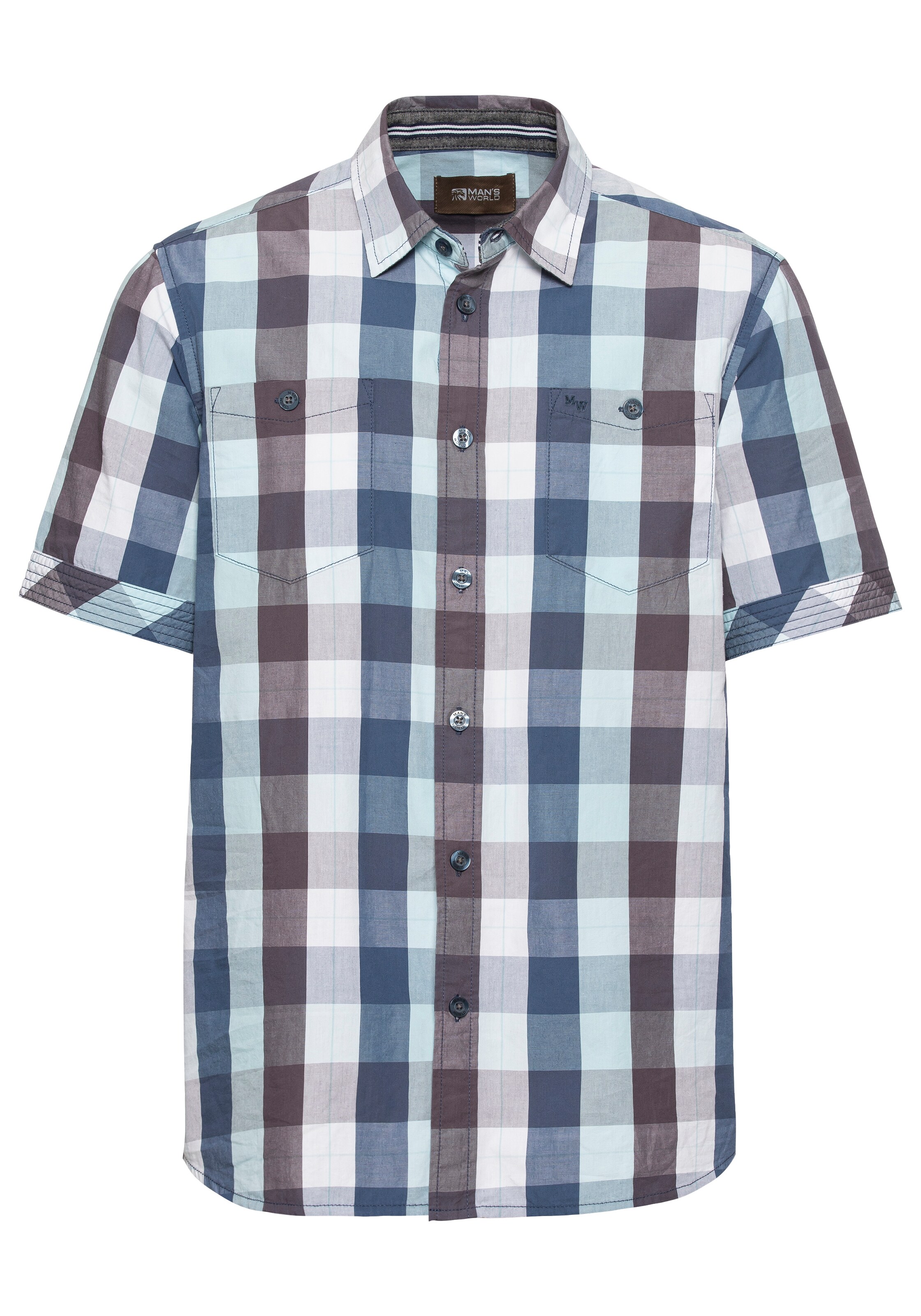 Man's World Regular Fit Hemd in Blau: Vorderseite