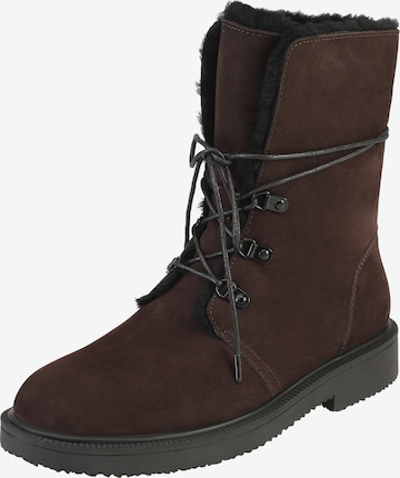 Ekonika Lace-Up Ankle Boots in Brown: front