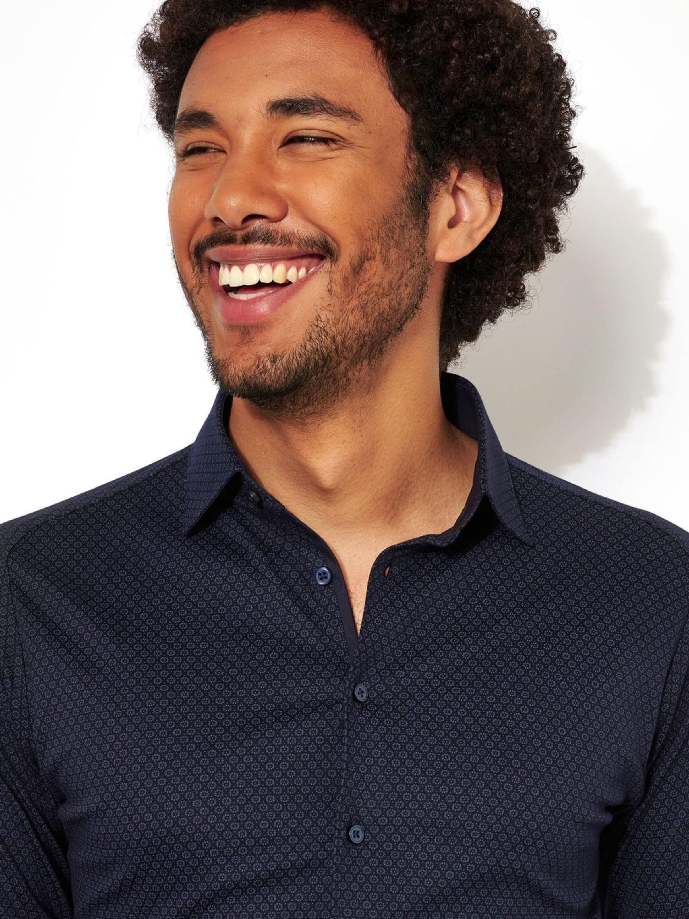 DESOTO Slim fit Button Up Shirt 'Kent' in Blue
