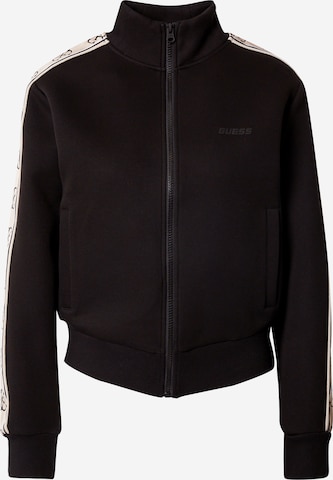 GUESS Athletic Zip-Up Hoodie 'Britney' in Black: front