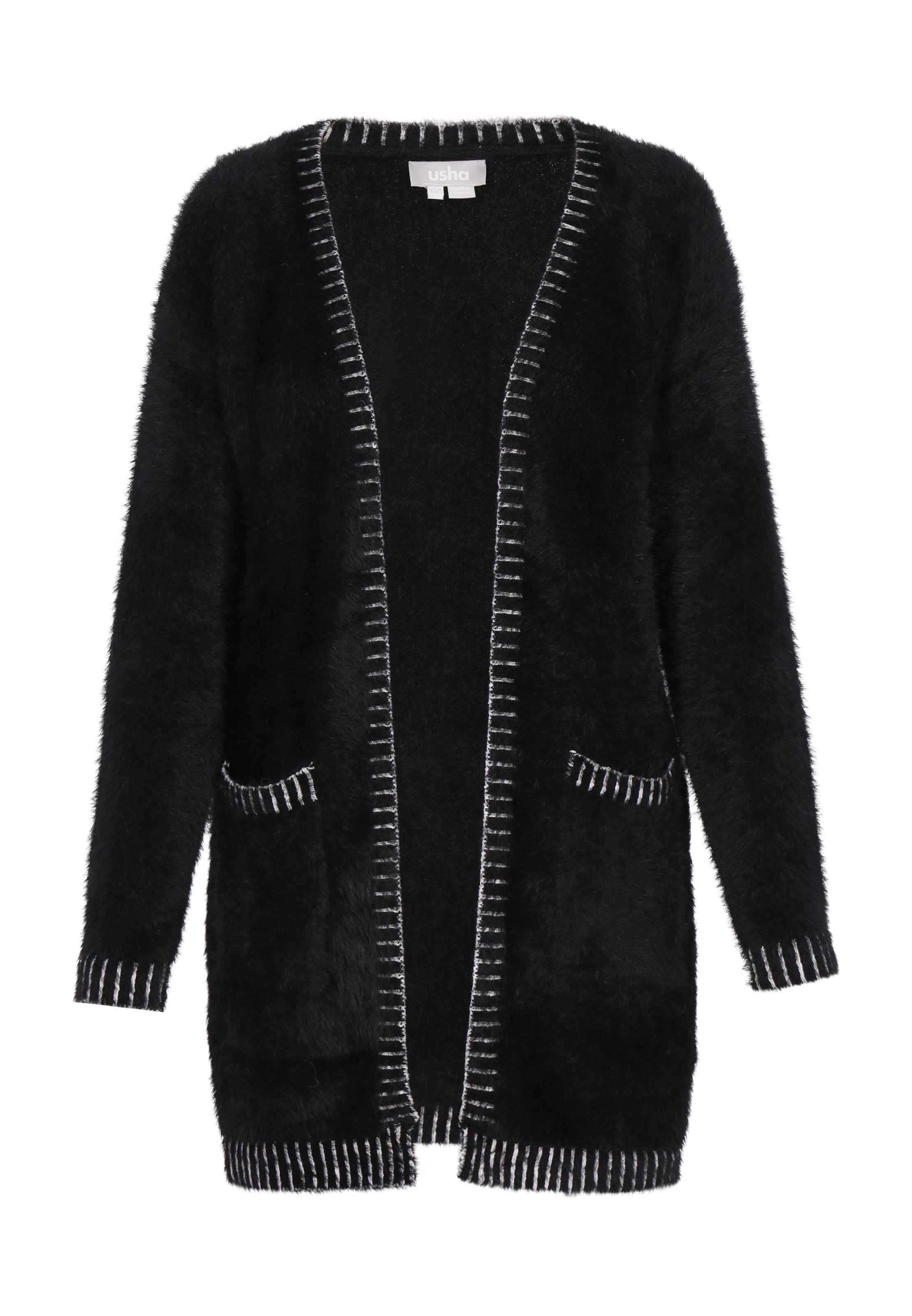 Geacă tricotată de la Usha pe negru: față