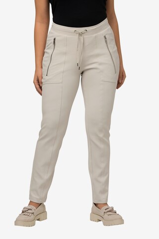 Ulla Popken Regular Broek in Beige: voorkant