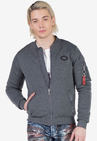 CIPO & BAXX Zip-Up Hoodie 'Bevy' in Grey: front