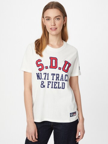 T-shirt 'Collegiate Athletic Union' Superdry en blanc : devant
