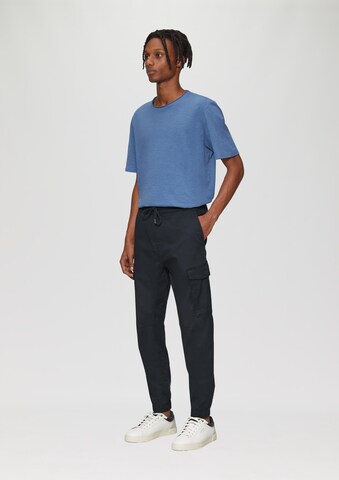 QS Tapered Cargo Pants in Blue: front