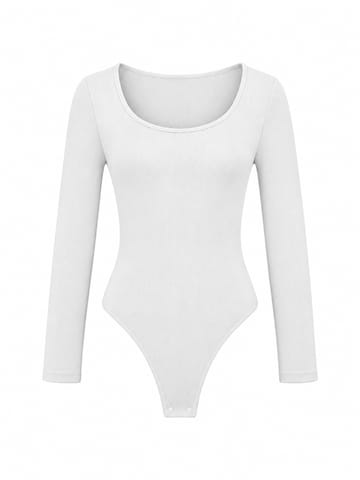 cfab Body 'Ribbed Longsleeve Sculpting Bodysuit with String' in Weiß: Vorderseite