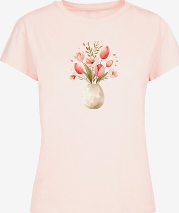F4NT4STIC Shirt 'Rosa Frühlingsblumenstrauß In Vase' in Pink: front
