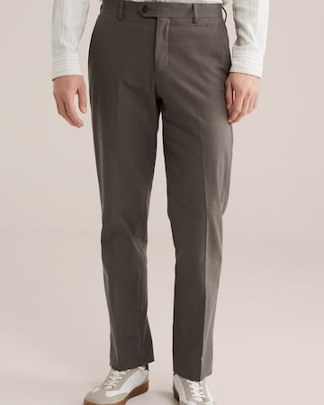 WE Fashion Regularen Hlače na rob | siva barva: sprednja stran