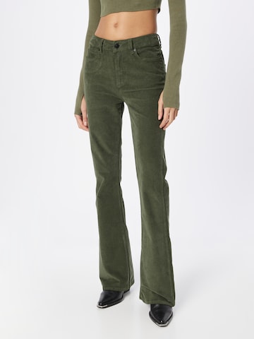 Ivy Copenhagen Flared Trousers 'Tara Flare Baby Cord' in Green: front