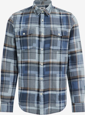 WE Fashion Regular fit Button Up Shirt in Blue: front