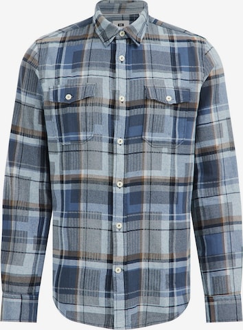 WE Fashion Regular fit Button Up Shirt in Blue: front