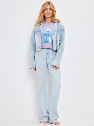 Cat e Lolette Tričko 'Cat in a Denim Suit' - Fialová