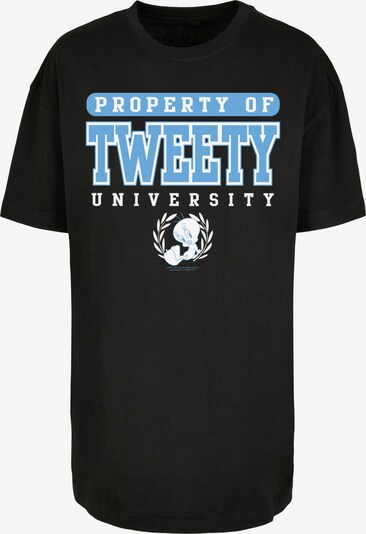 F4NT4STIC Oversized shirt 'Looney Tunes Tweety Property Of University' in de kleur Azuur / Zwart / Wit, Productweergave