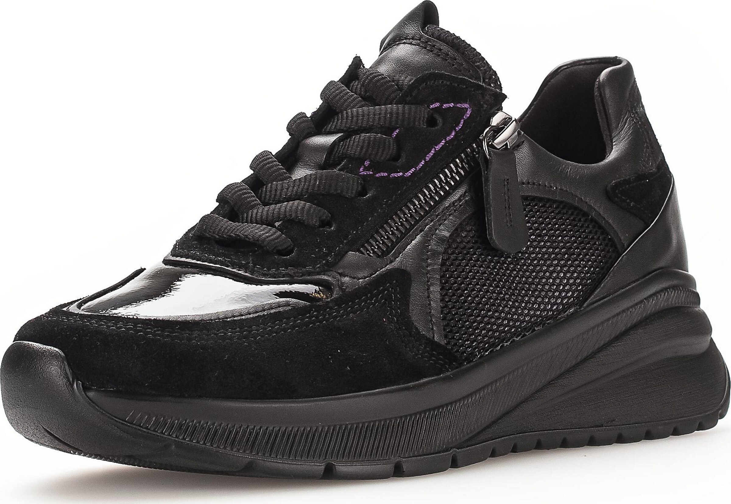 GABOR Platform trainers in Black: front