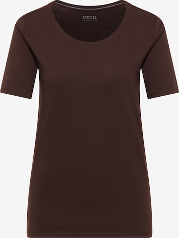 CECIL Basic T-Shirt mit Rundhals in Unifarbe in Braun: Vorderseite