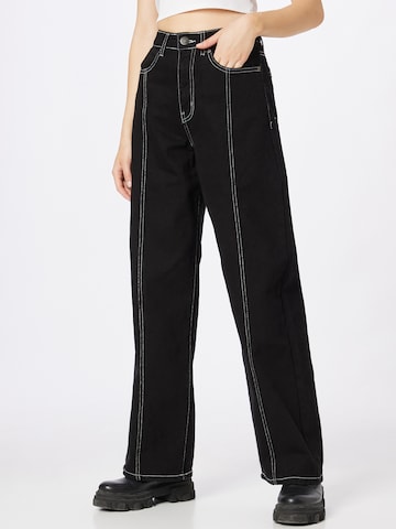 Nasty Gal Loosefit Jeans in Zwart: voorkant