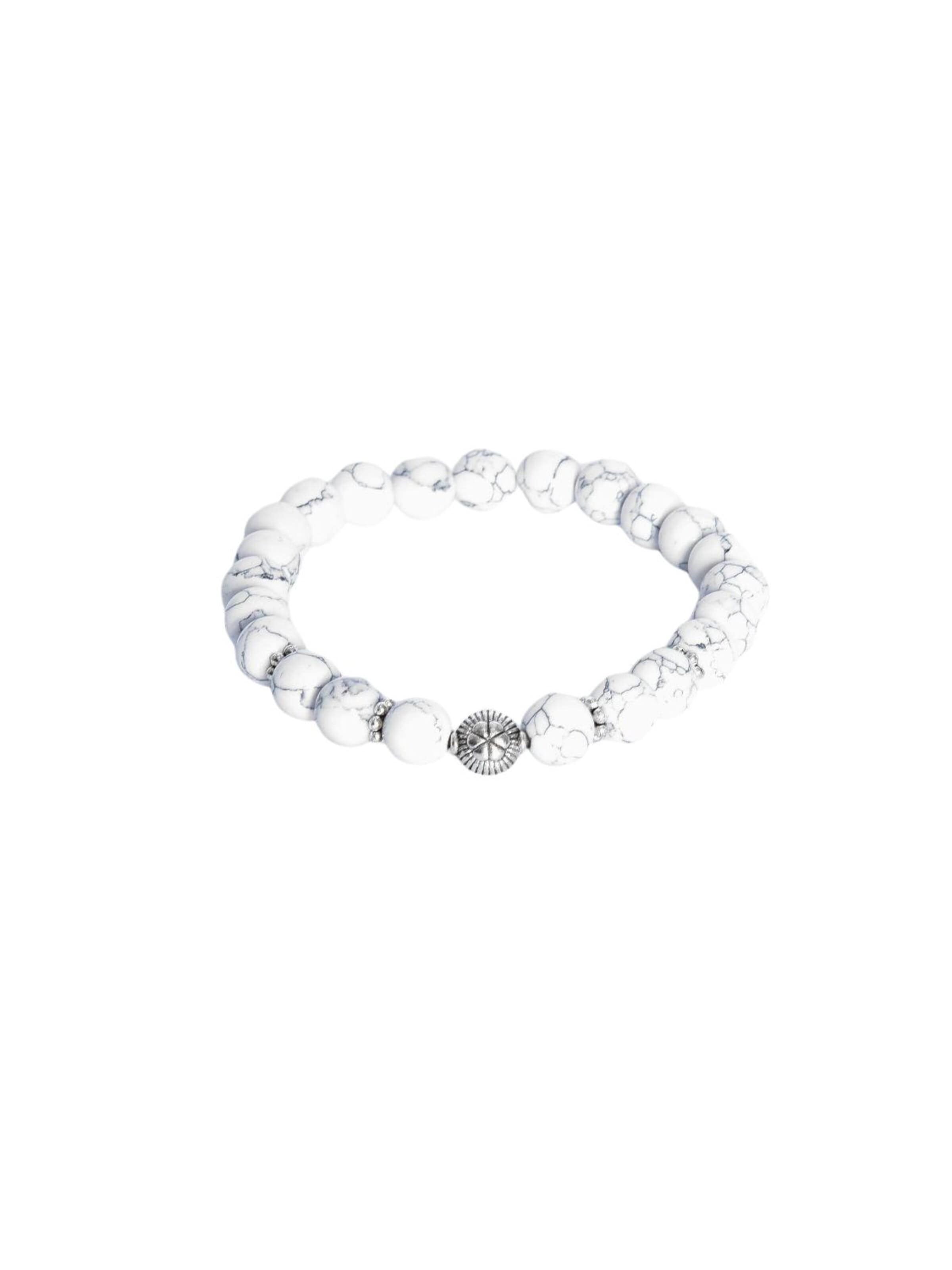 Brățară 'HAUMEA bracciale artigianale in argento 925 & pietra tonda, aulite bianco' de la Addicted2 pe argintiu: față