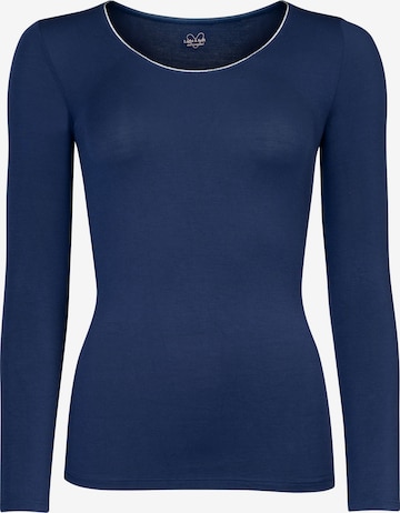 Nur Die Longsleeve Micromodal mit Glitzer-Ausschnitt' NUR DIE x KILIAN KERNER ' in Blau: Vorderseite
