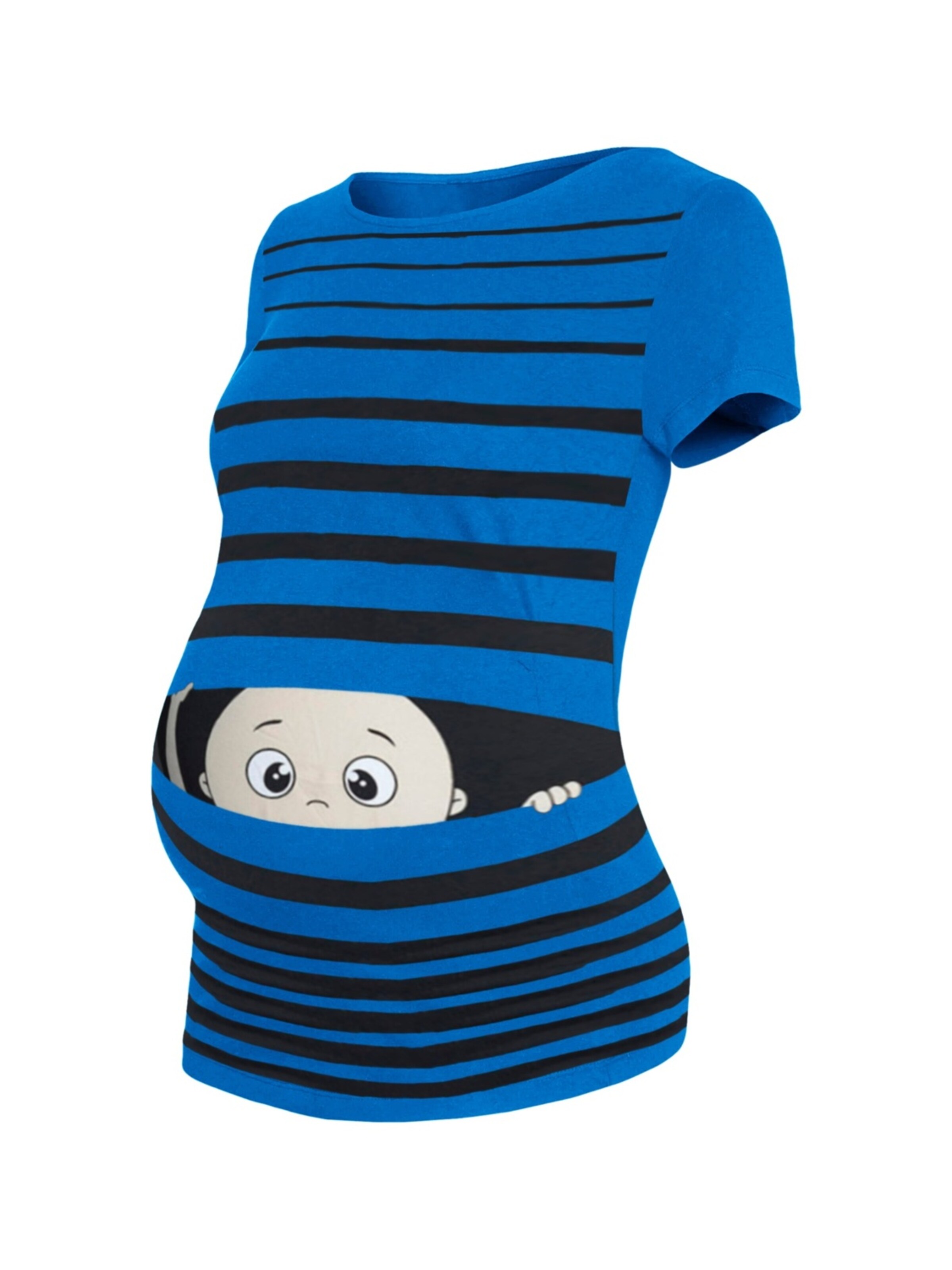 M.M.C. Shirt 'Guck Guck Umstandsshirt' in Blue: front