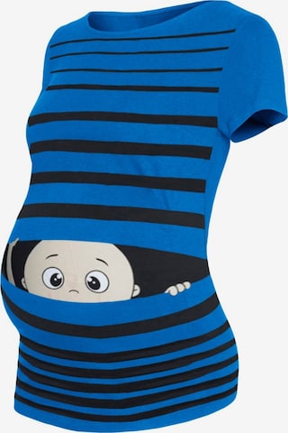 M.M.C. Shirt 'Guck Guck Umstandsshirt' in Blue: front