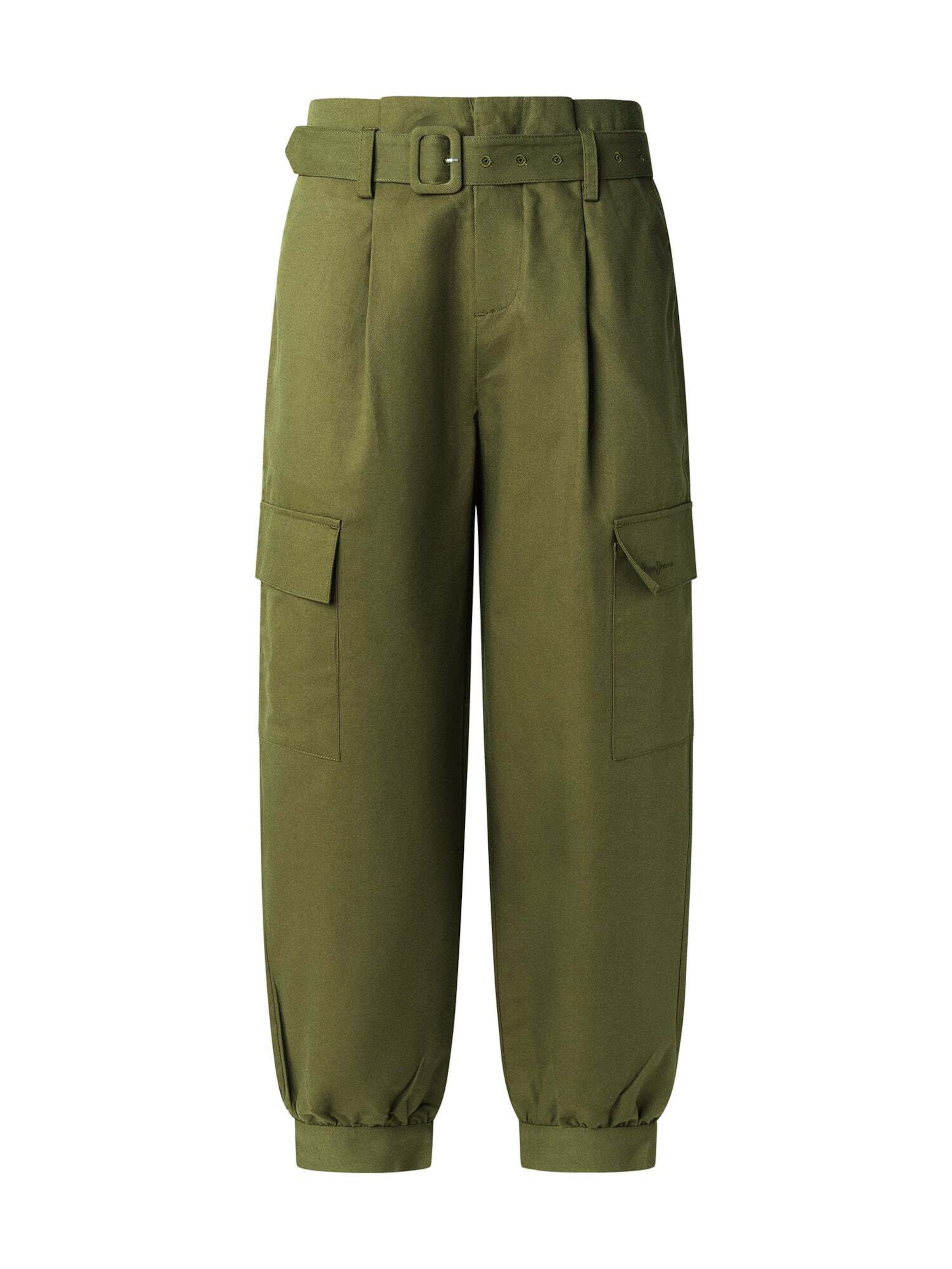 Pepe Jeans Tapered Bandplooibroek 'Sira' in Groen: voorkant