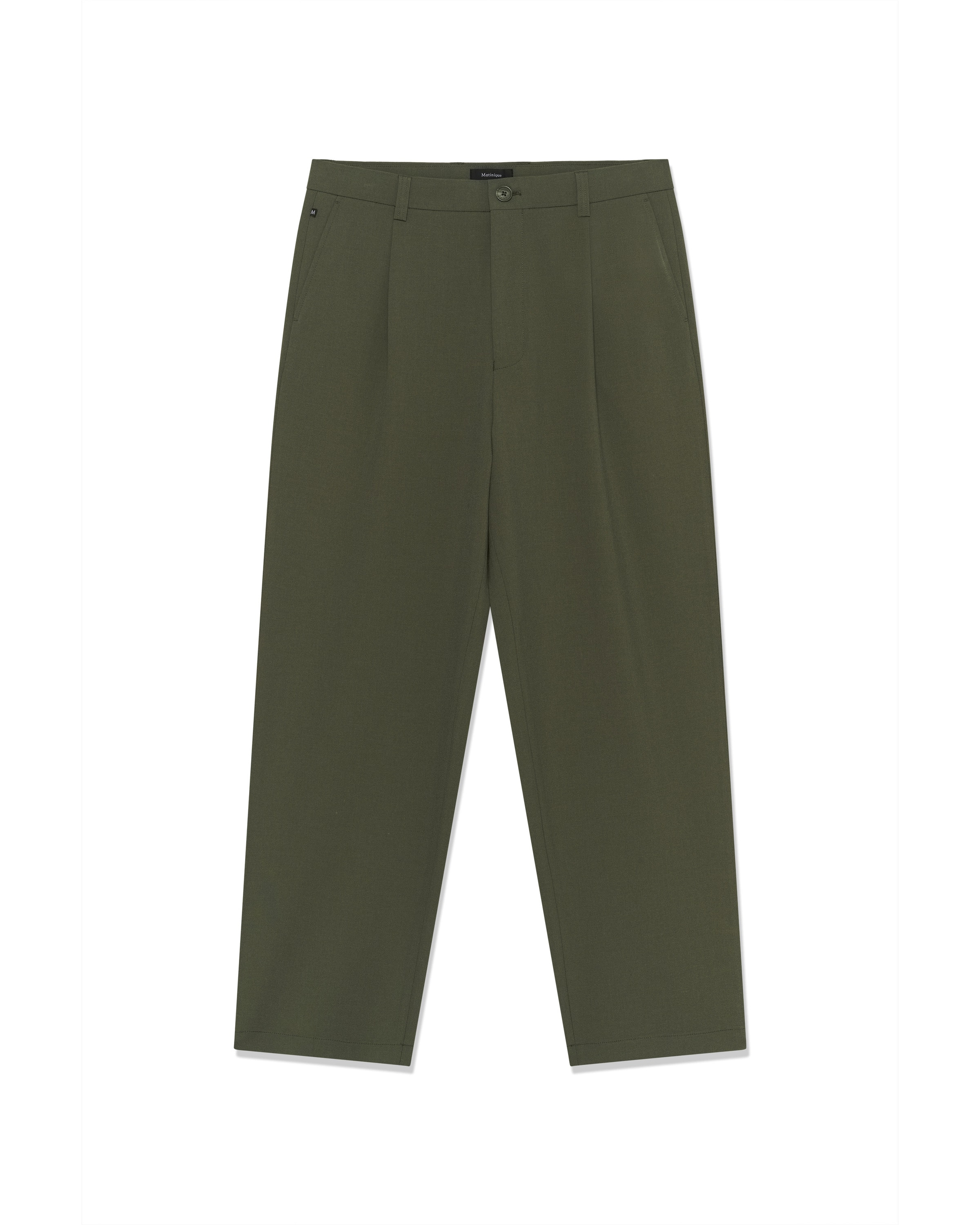 Matinique Loosefit Bandplooibroek 'MAChino' in Groen: voorkant