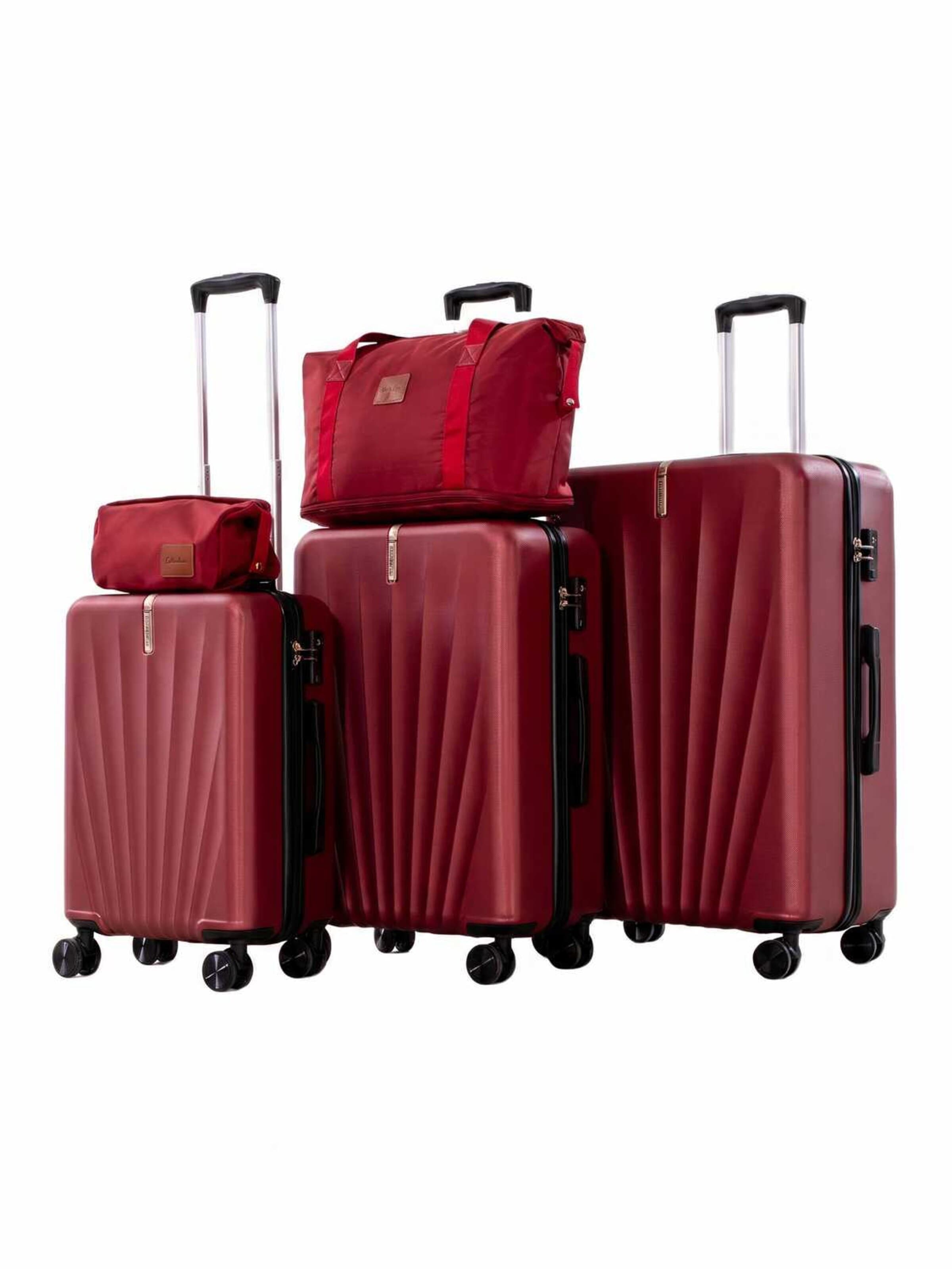 Vallsero Suitcase set 'LG3 — VALLSERO Seashell 5-teiliges Kofferset' in Red