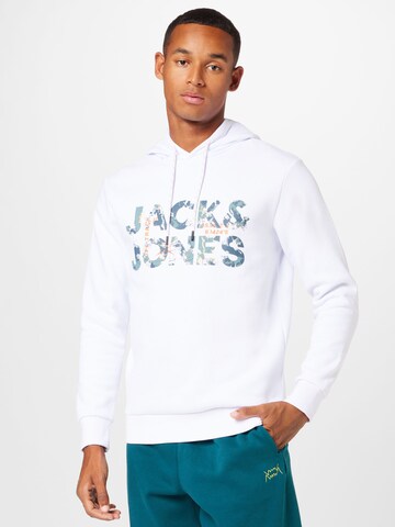 JACK & JONES Sweatshirt 'TECH' i vit: framsida