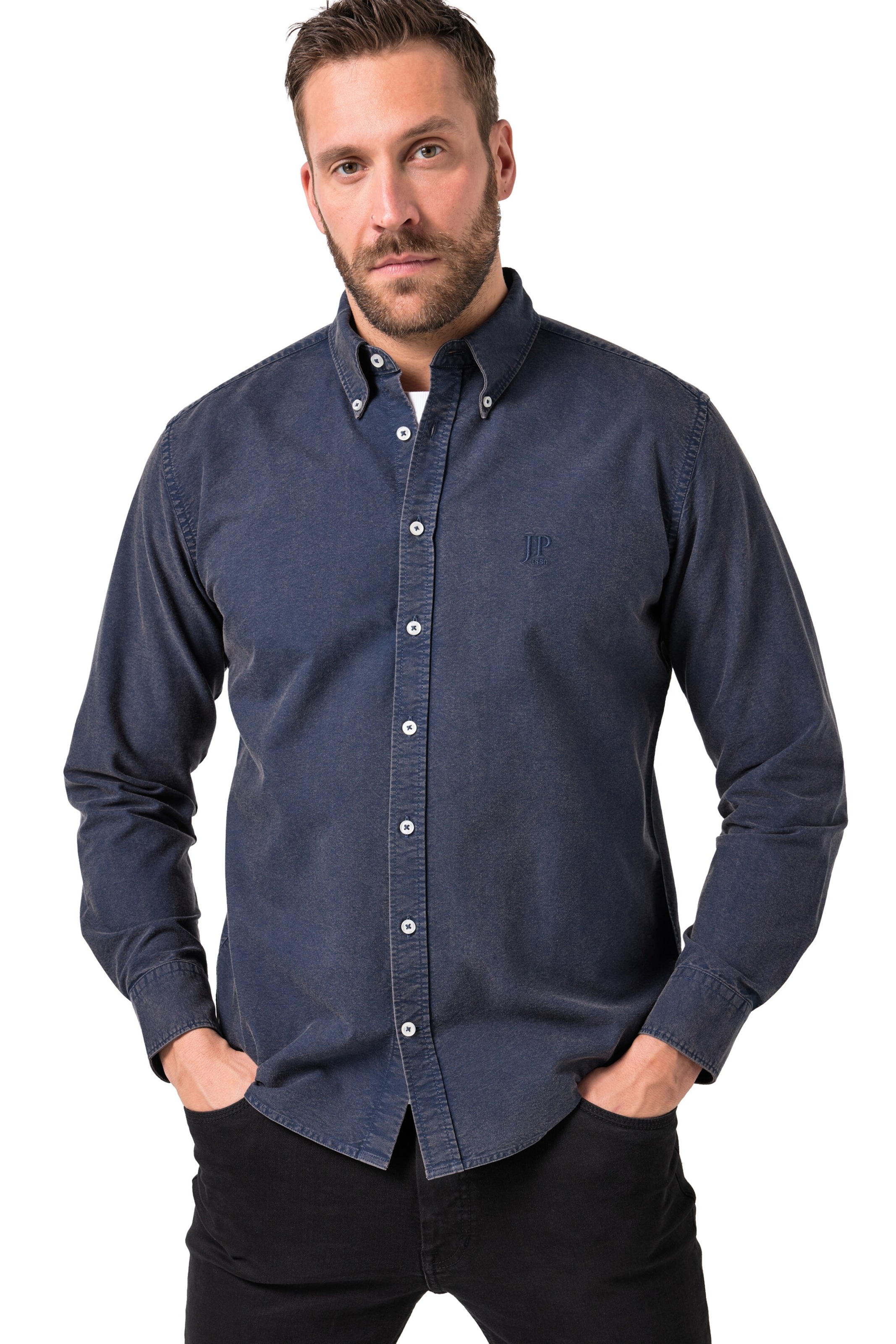 JP1880 Regular fit Overhemd in Blauw: voorkant