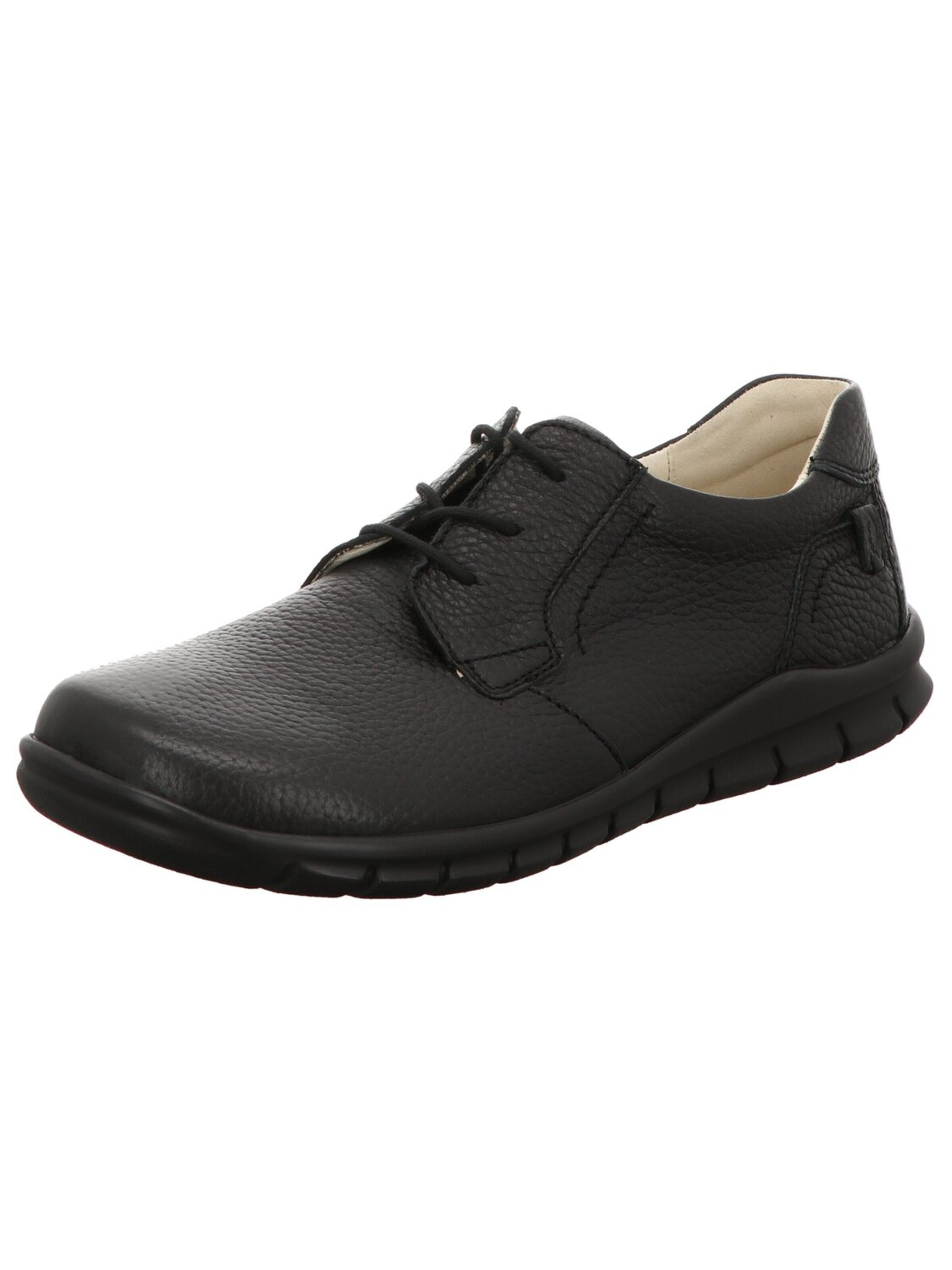 WALDLÄUFER Veterschoen 'Schnürschuh Herren 366006-199/001 Glattleder in schwarz' in Zwart: voorkant