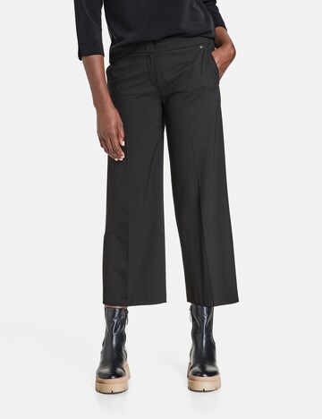 GERRY WEBER Wide leg Trousers with creases in Black: front