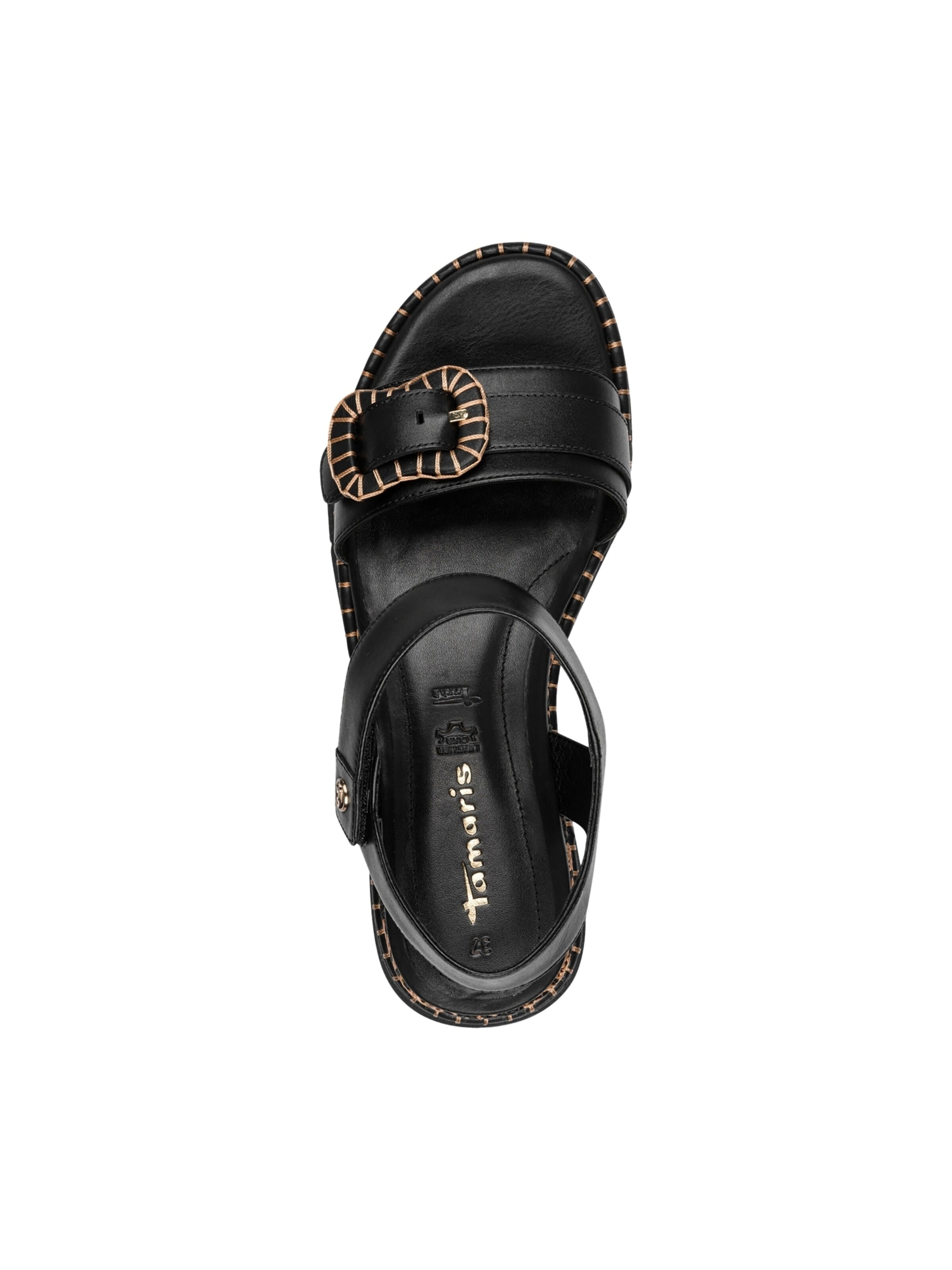 Sandales 'Sandalen mit Keilabsatz aus Leder' Tamaris en noir