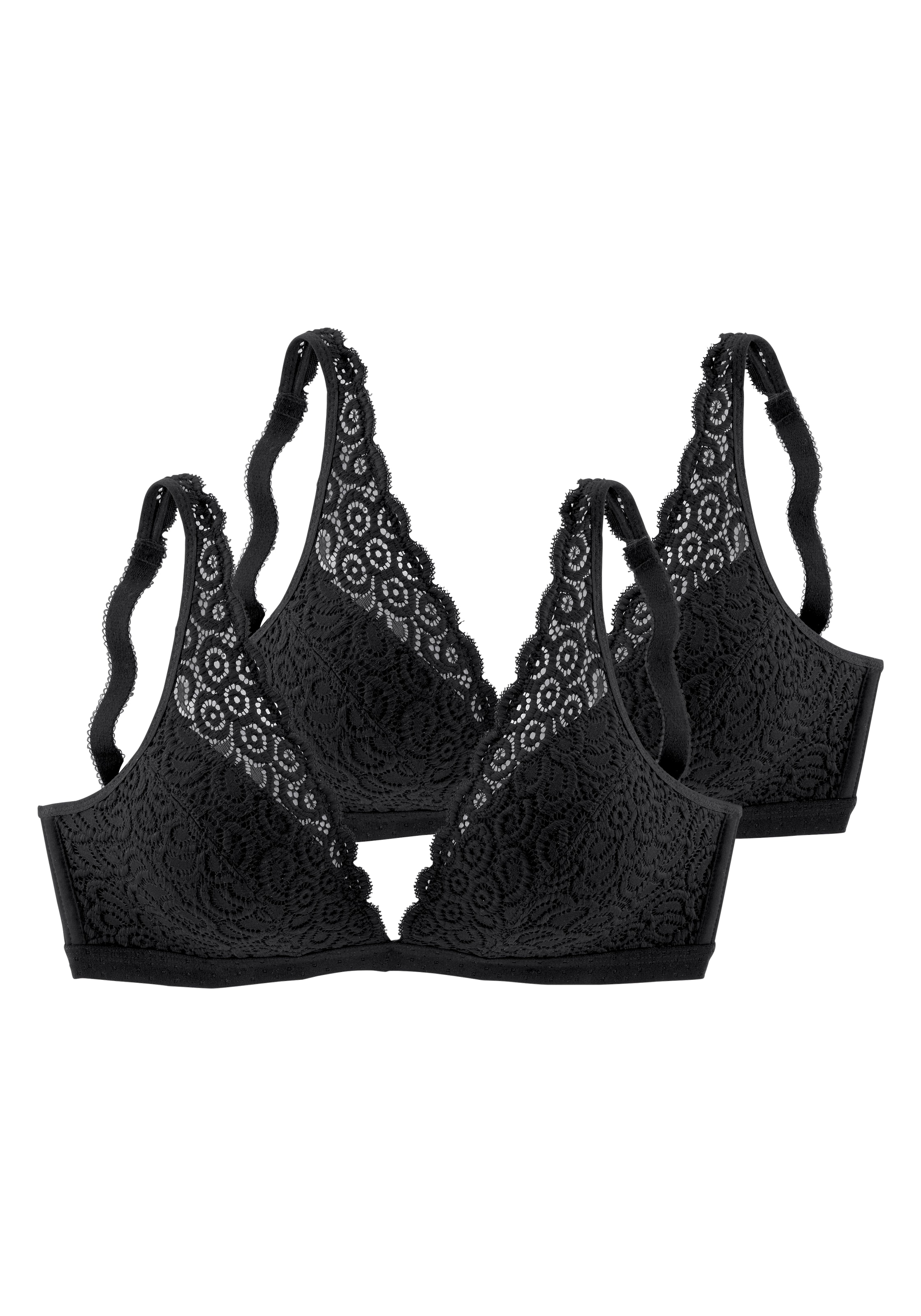 PETITE FLEUR Triangle Bra in Black: front