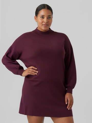 Vero Moda Curve Πλεκτό φόρεμα 'VMCNANCY' σε κόκκινο: μπροστά
