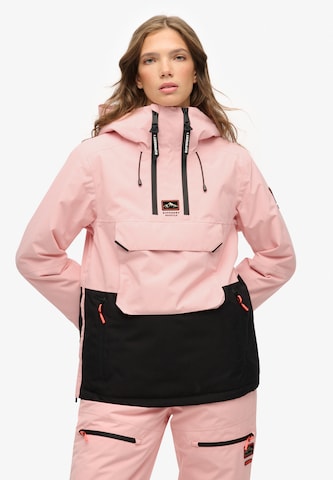 Veste de sport Superdry en rose : devant