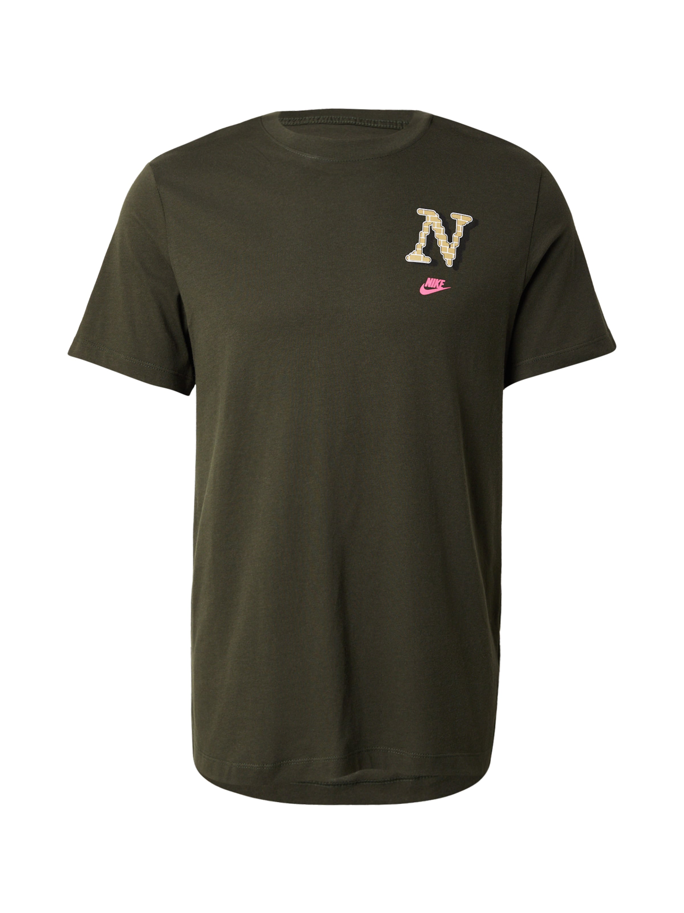 Nike Sportswear Μπλουζάκι 'CLUB NEO VARSITY' σε καφέ / λαδί / ροζ / μαύρο, Άποψη προϊόντος