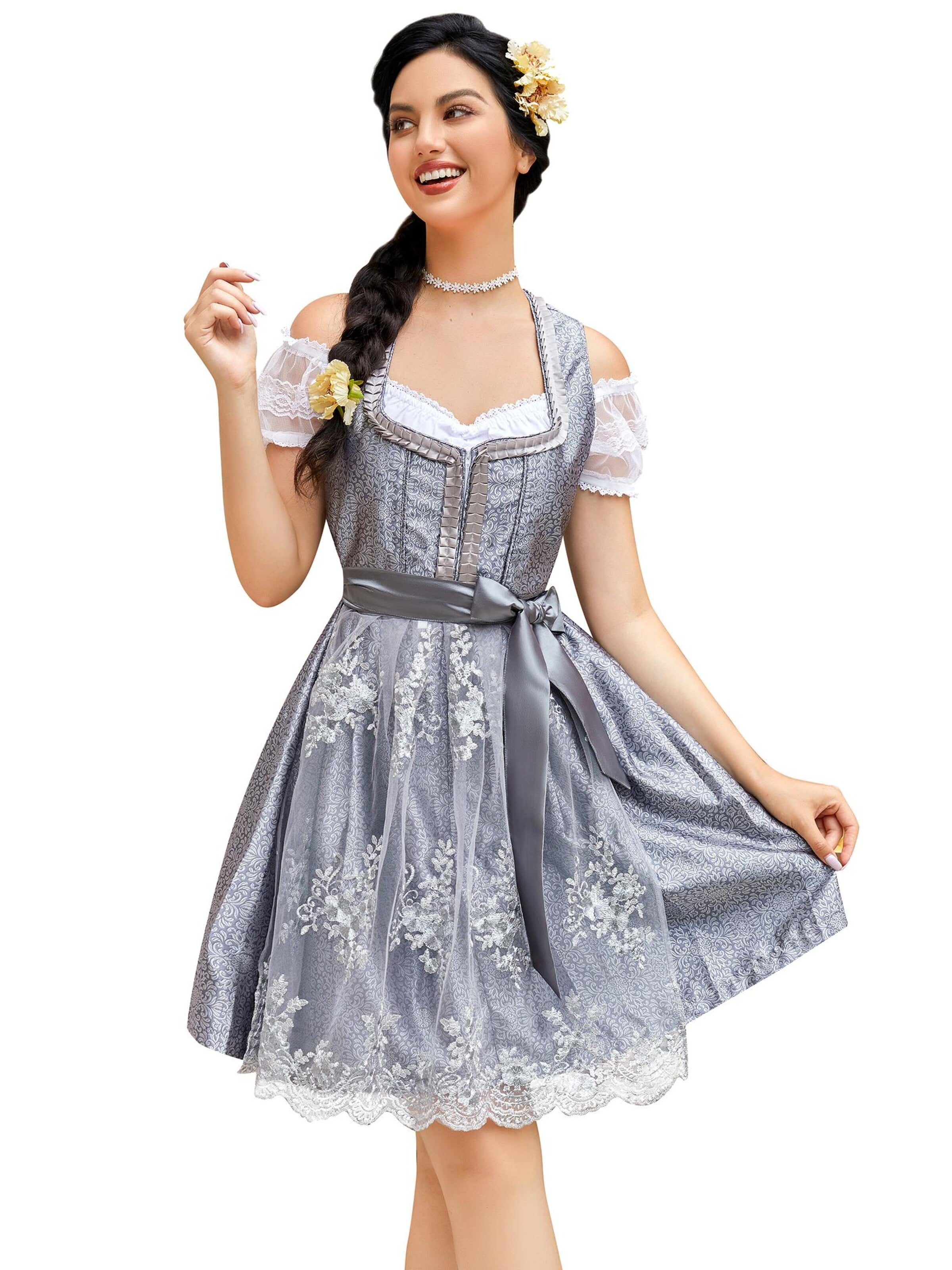 Yesfashion Dirndl‌ in Grau: Vorderseite